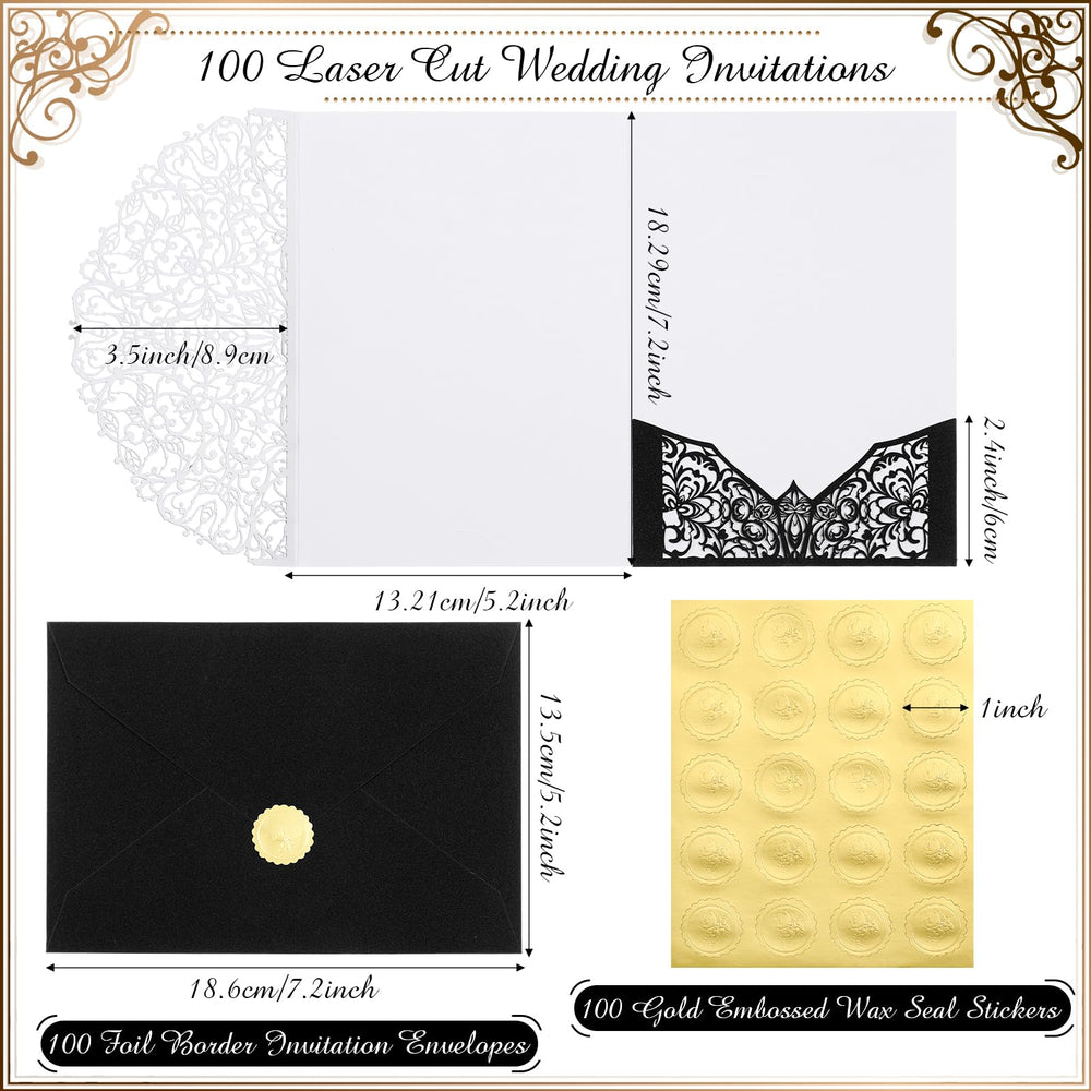 Laser Cut Wedding Invitations 100 Sets 5 x 7 Inch Cards
