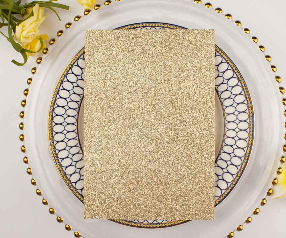 Light Gold Glitter Laser Cut Wedding Invitation Covers 50 Pack