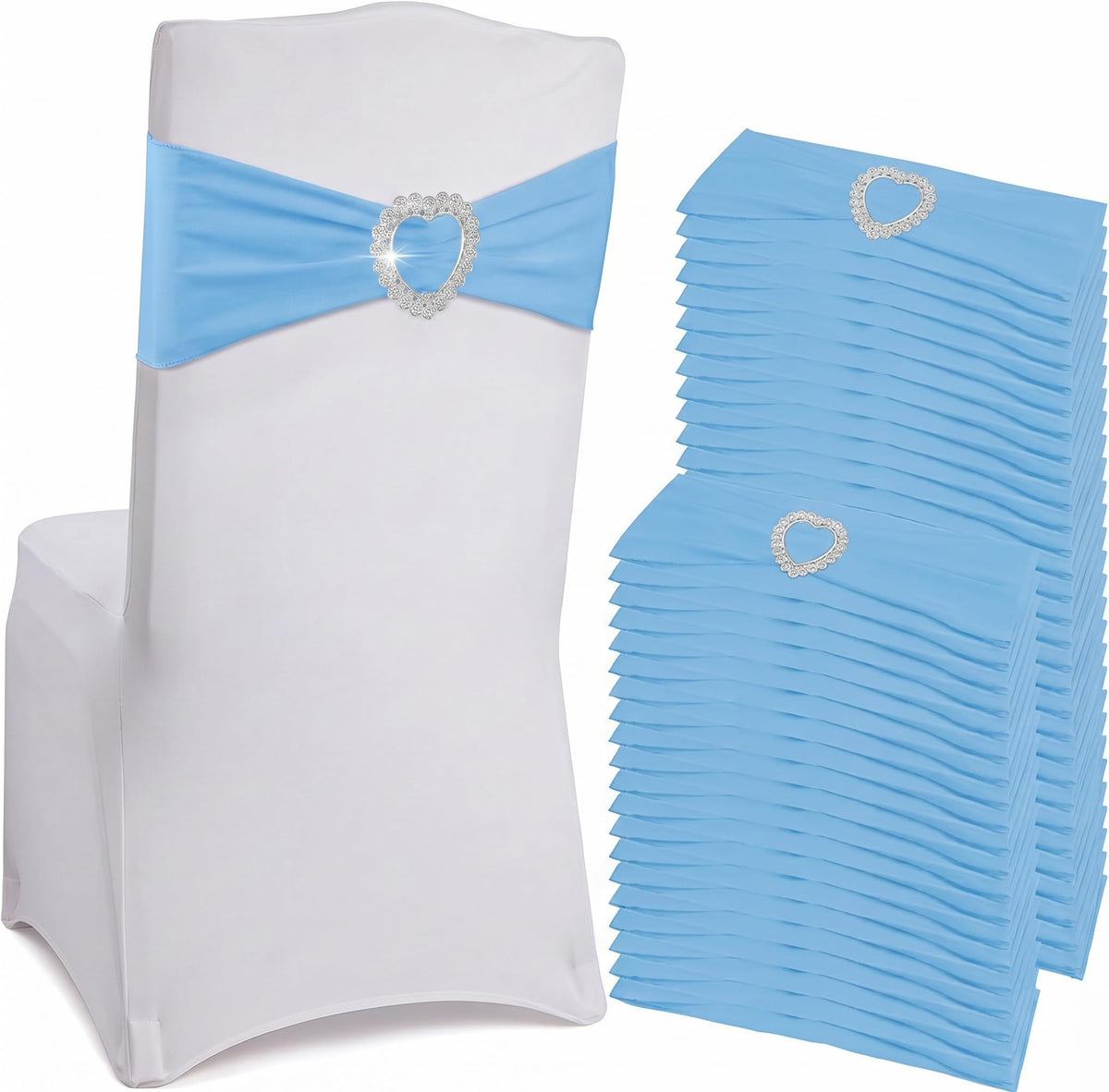 Stretch Spandex Chair Sashes with Buckles for Wedding Decor