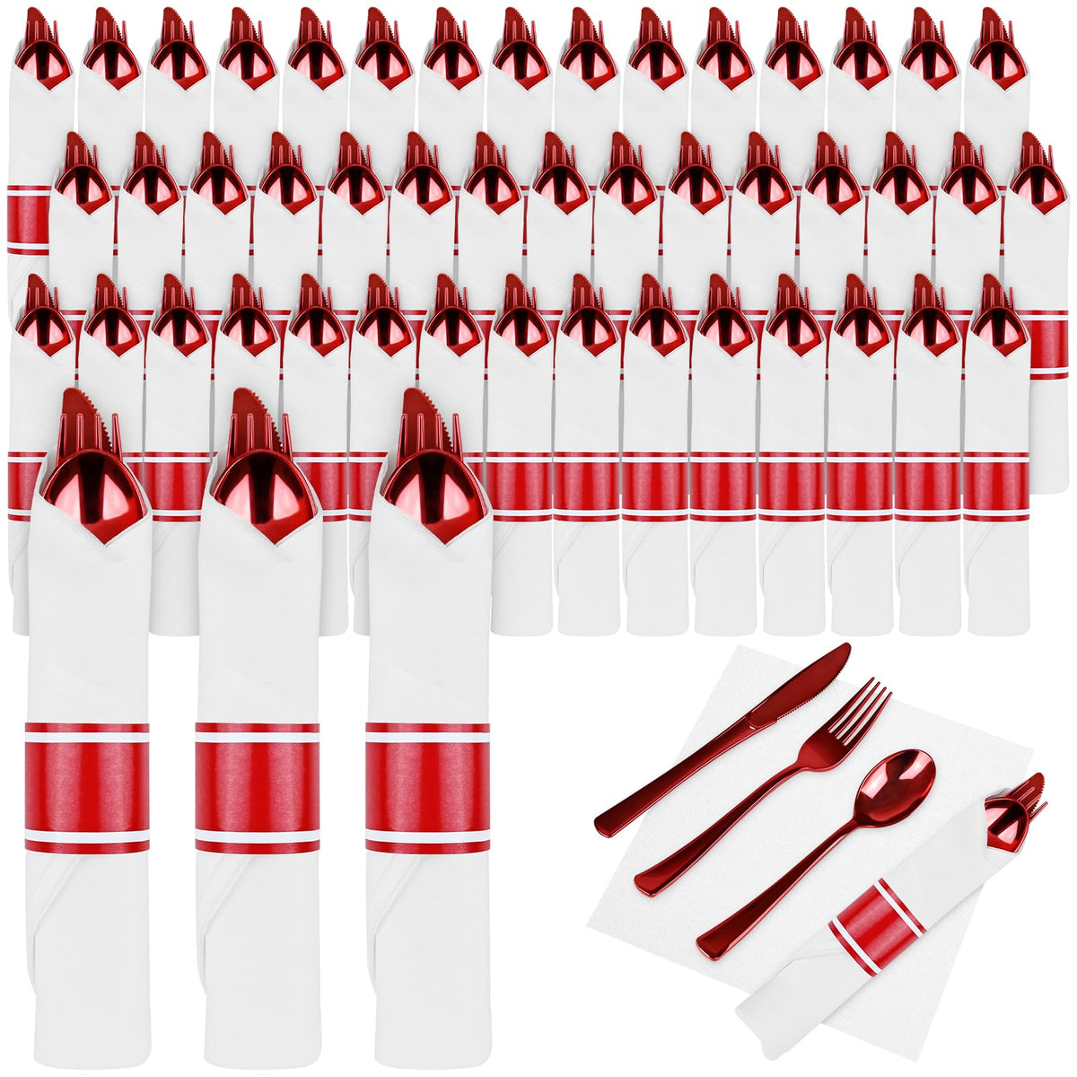 Pre Rolled Plastic Silverware Set for Parties and Events