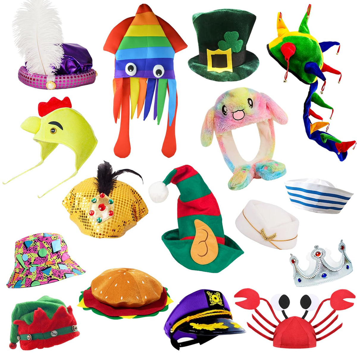 Assorted Funny Party Hats 12 Pack for Adults