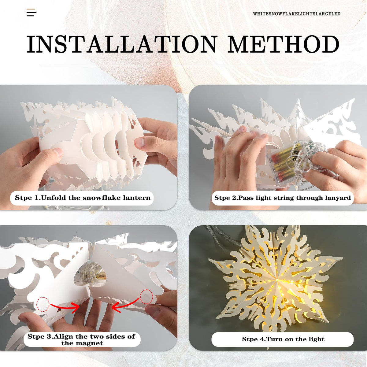Christmas Paper Snowflake Star Lanterns with LED Lights