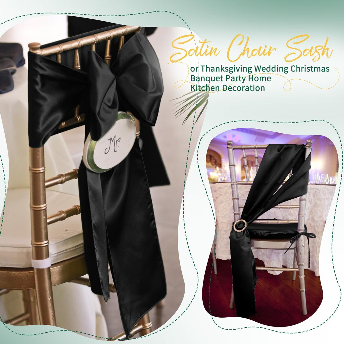 Satin Chair Sashes for Thanksgiving Weddings and Events