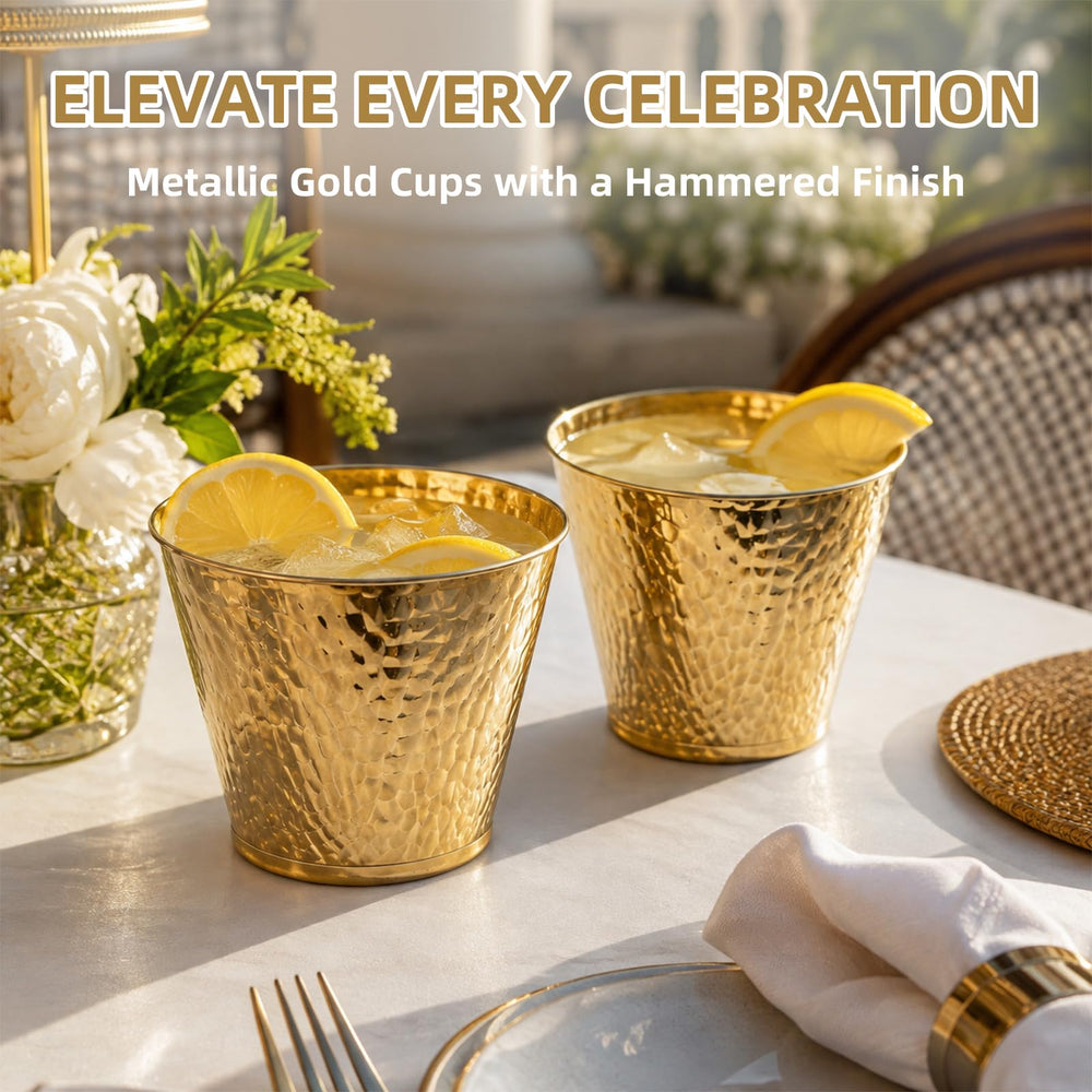 Hammered Disposable Plastic Cups 9 oz for Weddings and Parties