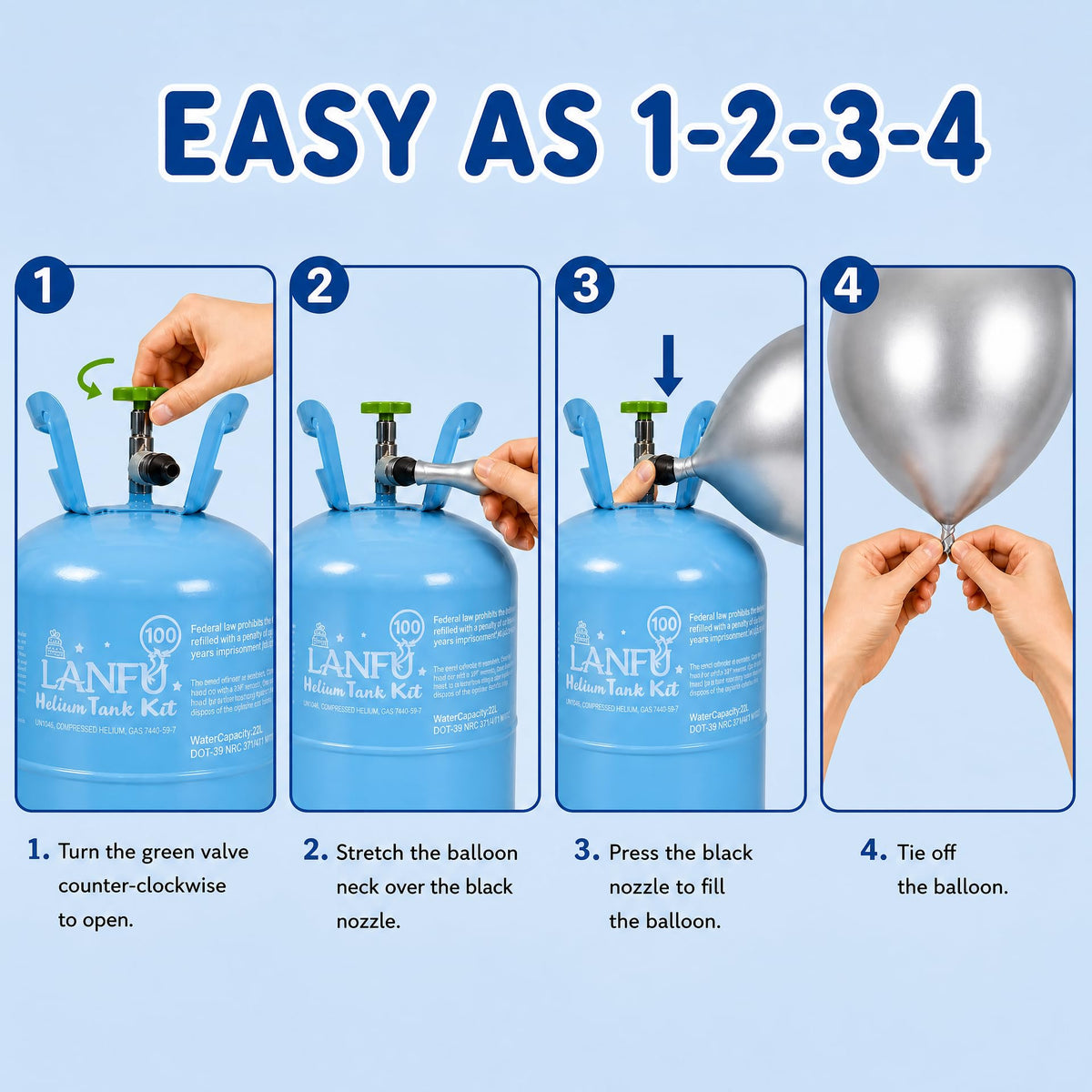 Helium Tank for Balloons 22L Inflates Up to 100 Party Balloons