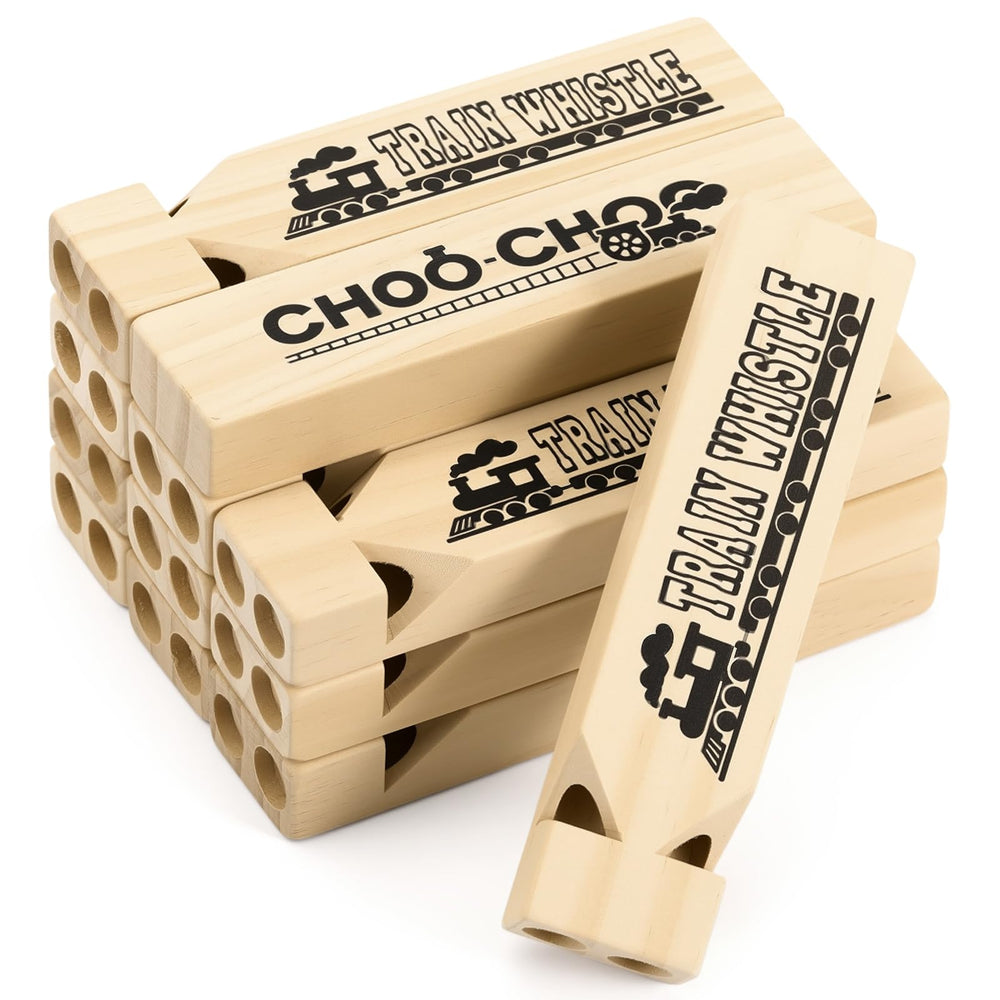 Wooden Train Whistles for Party Favors and Kids Toys