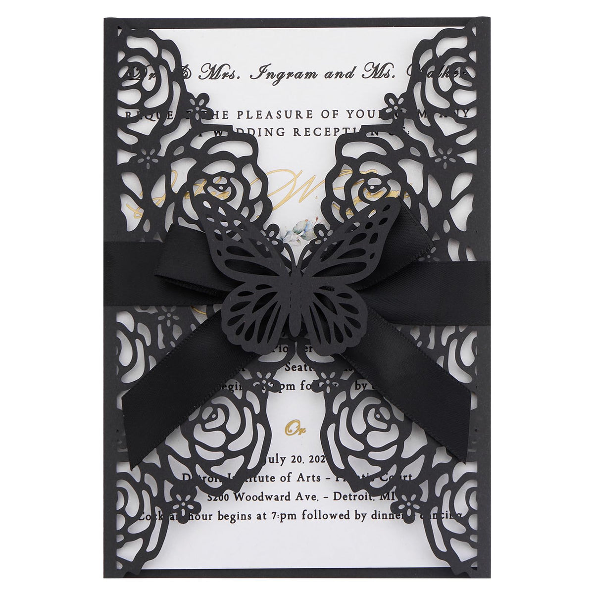 Pink Butterfly Laser Cut Invitations 50 Pack with RSVP Cards