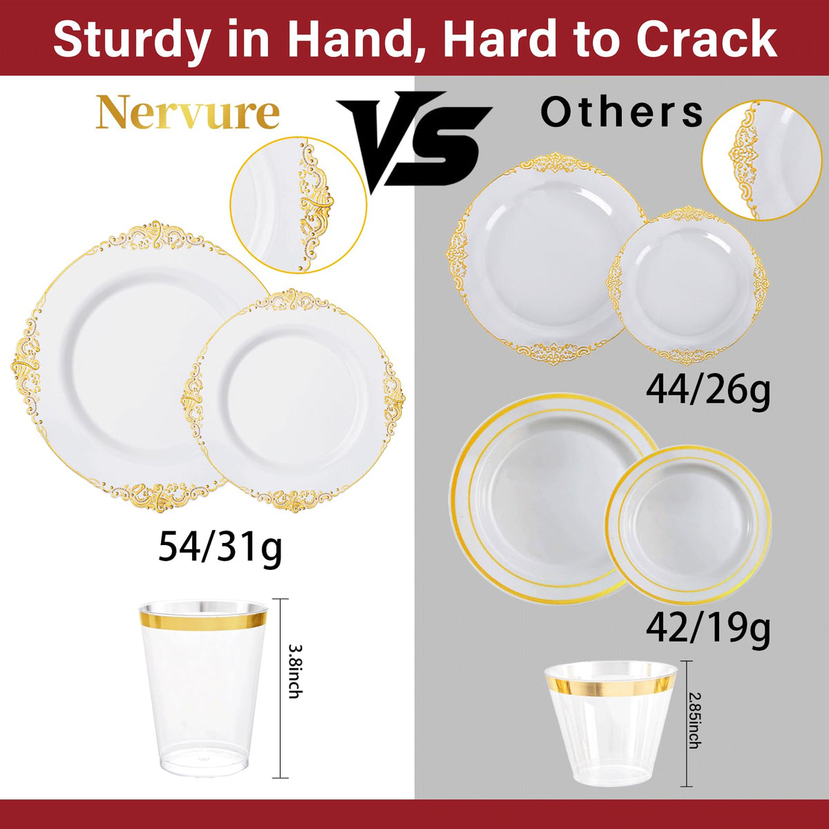 Gold Disposable Dinnerware Set for 50 Party Guests