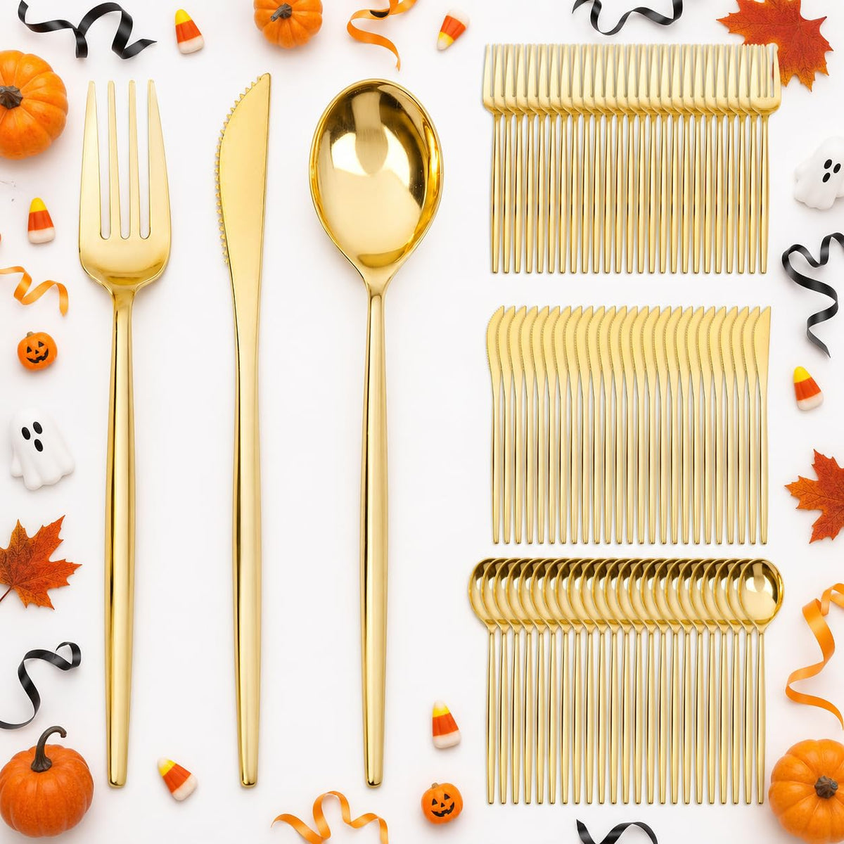 Gold Disposable Plastic Silverware Set 300 Pieces