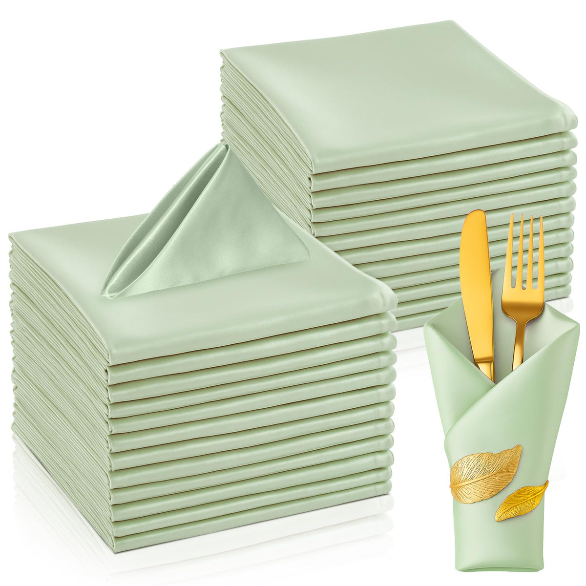 Sage Green Cloth Napkins 17 x 17 Inch 50 or 100 Pack