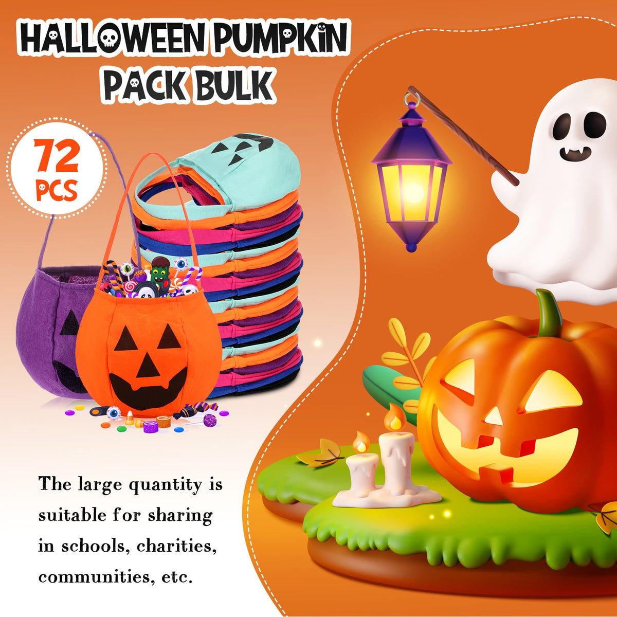 Halloween Pumpkin Treat Bags for Party Favors and Candy