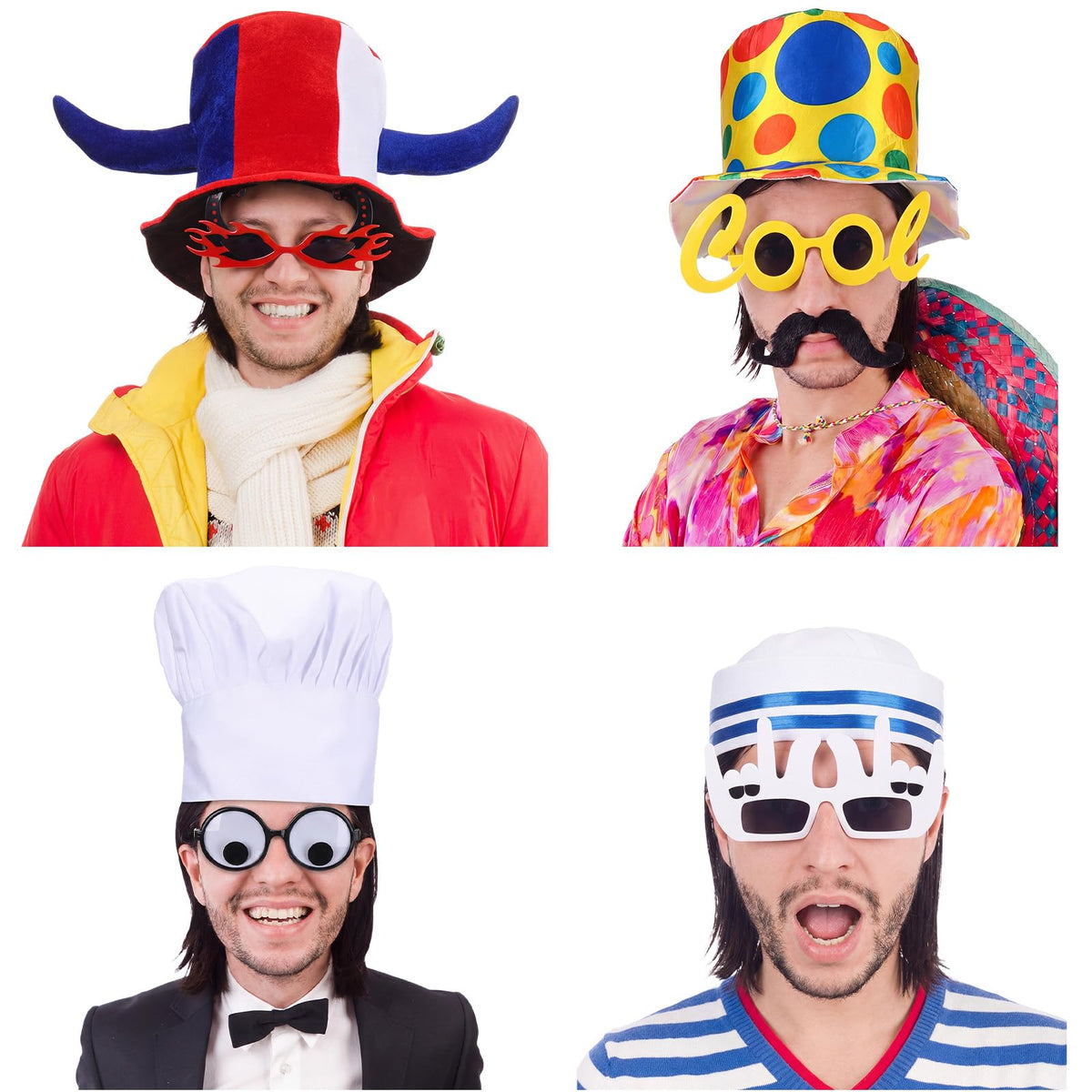Funny Hats and Glasses 32 Piece Halloween Costume Set