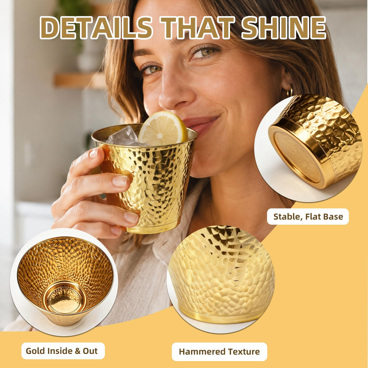 Hammered Disposable Plastic Cups 9 oz for Weddings and Parties