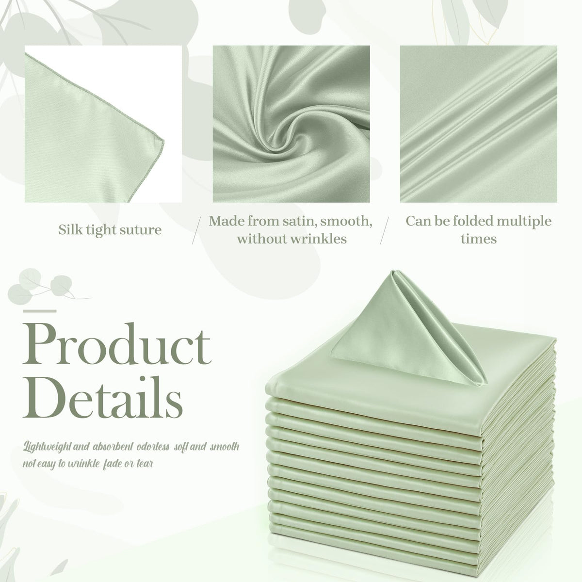 Sage Green Cloth Napkins 17 x 17 Inch 50 or 100 Pack