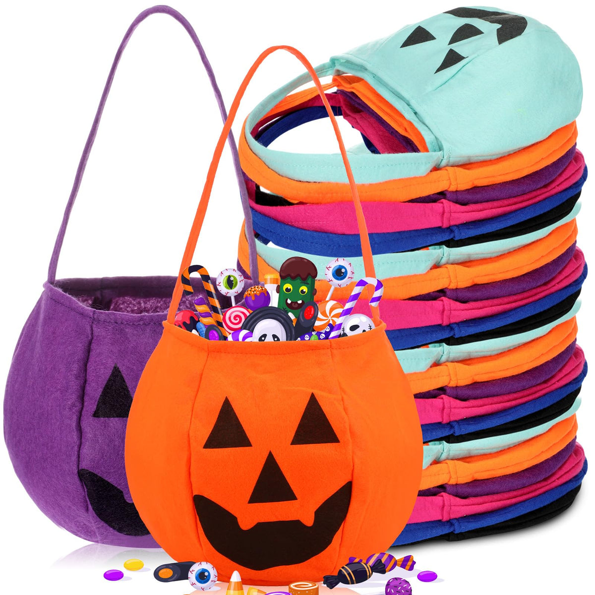 Halloween Pumpkin Treat Bags for Party Favors and Candy