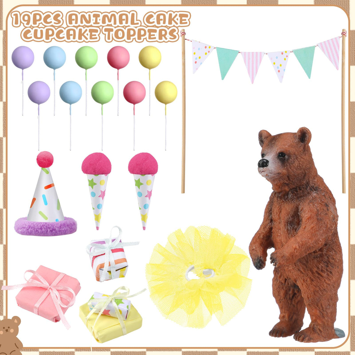 Birthday Cake Topper Decoration Set 19 Pieces for Parties