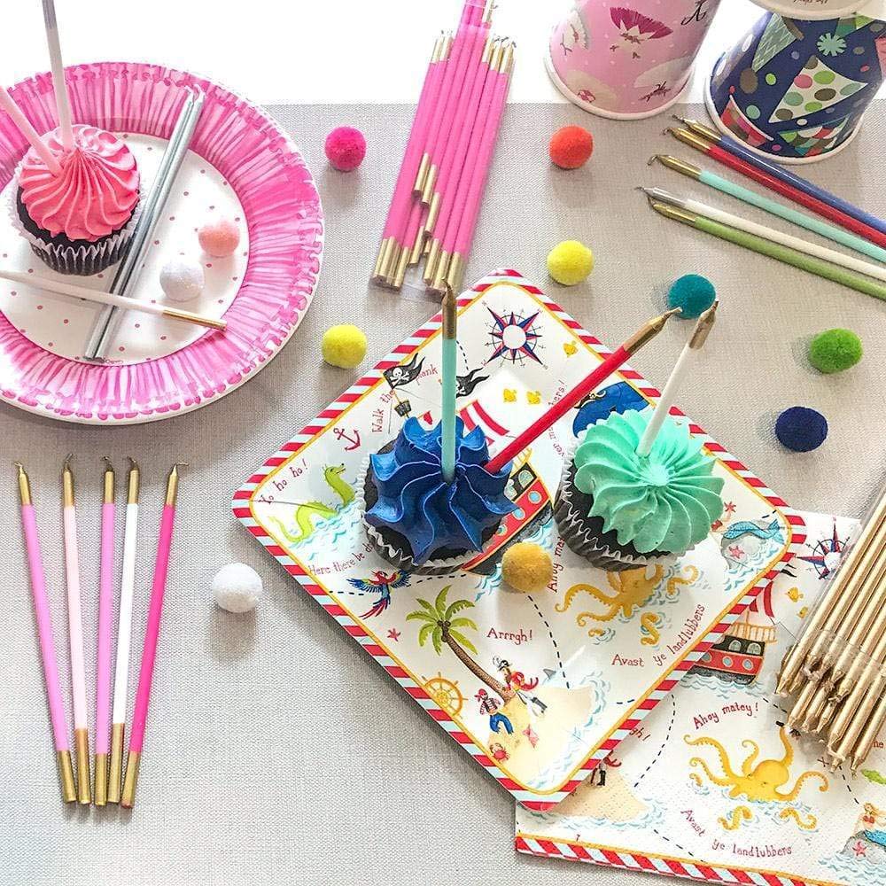 Petal Pink Slim Birthday Candles with Gold Tips 64 Pack