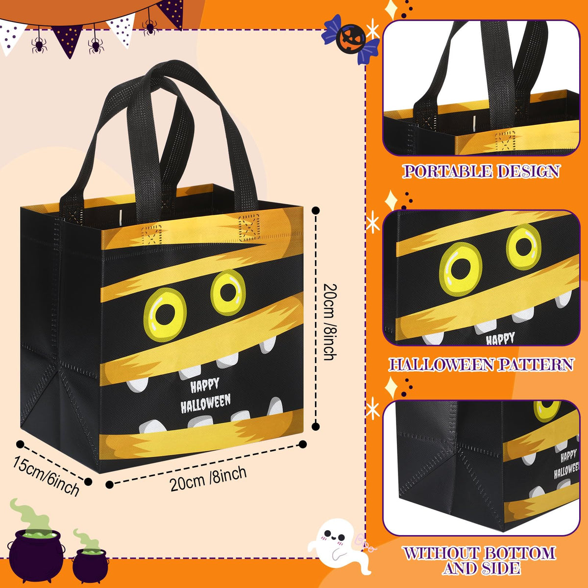 Halloween Treat Bags with Handles for Party Favors
