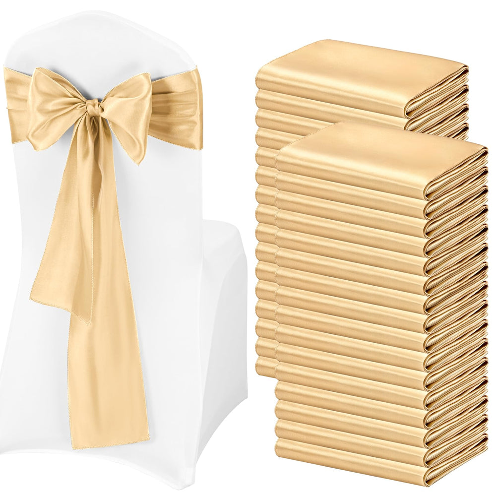 Satin Chair Sashes 100 Pack for Weddings and Party Decor