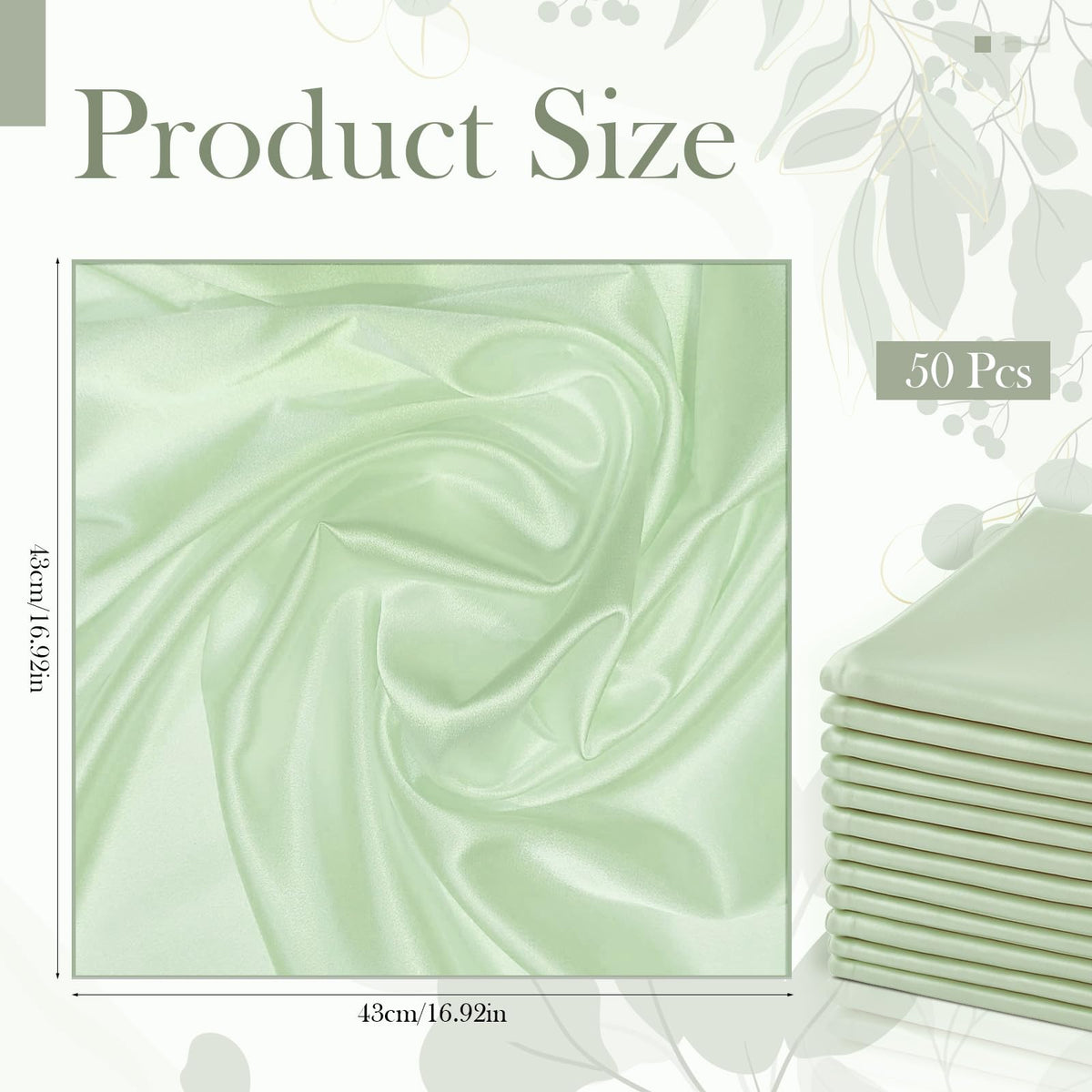 Sage Green Cloth Napkins 17 x 17 Inch 50 or 100 Pack