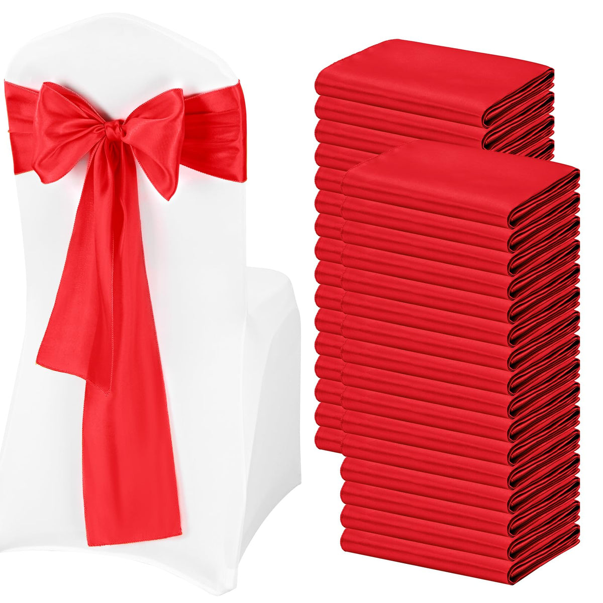 Satin Chair Sashes 100 Pack for Weddings and Party Decor