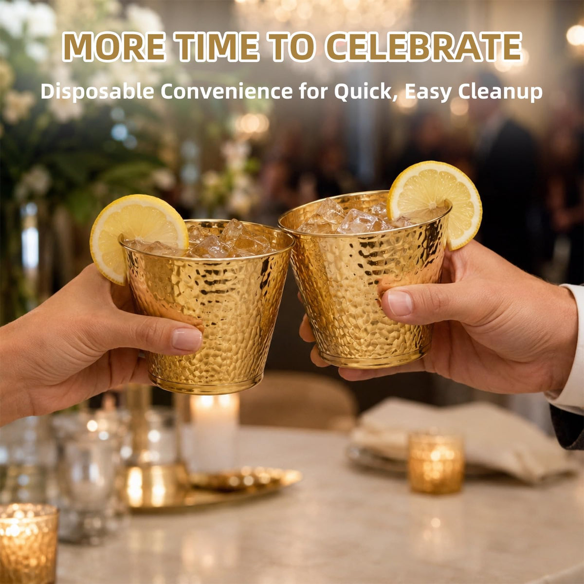 Hammered Disposable Plastic Cups 9 oz for Weddings and Parties