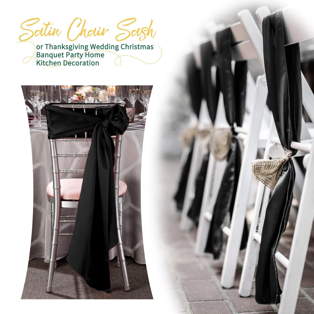 Satin Chair Sashes for Thanksgiving Weddings and Events