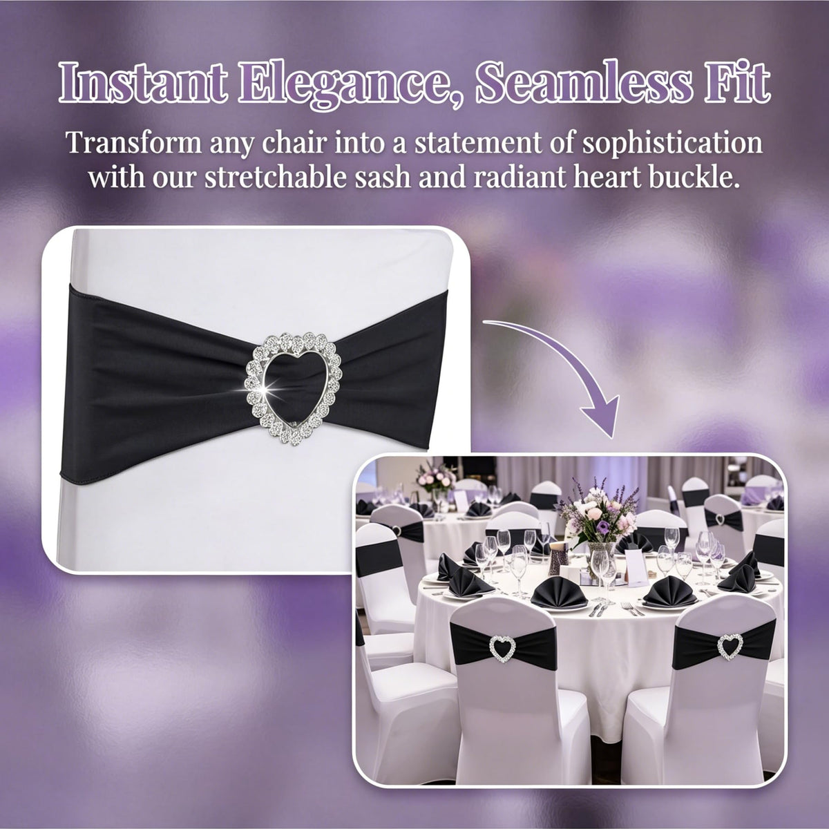 Stretch Spandex Chair Sashes with Buckles for Wedding Decor