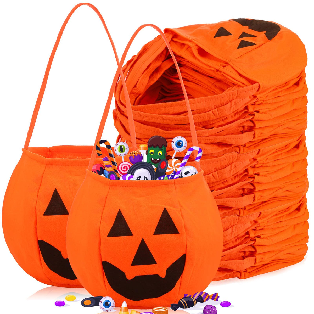 Halloween Pumpkin Treat Bags for Party Favors and Candy