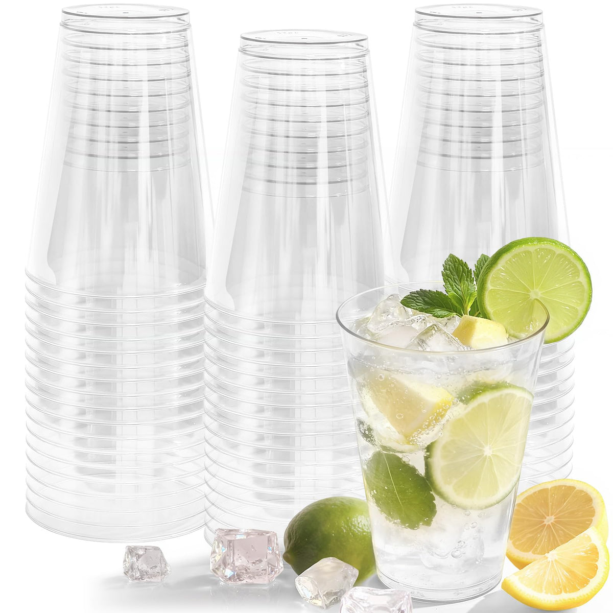 Clear Disposable Plastic Cups 12 oz for Parties and Events