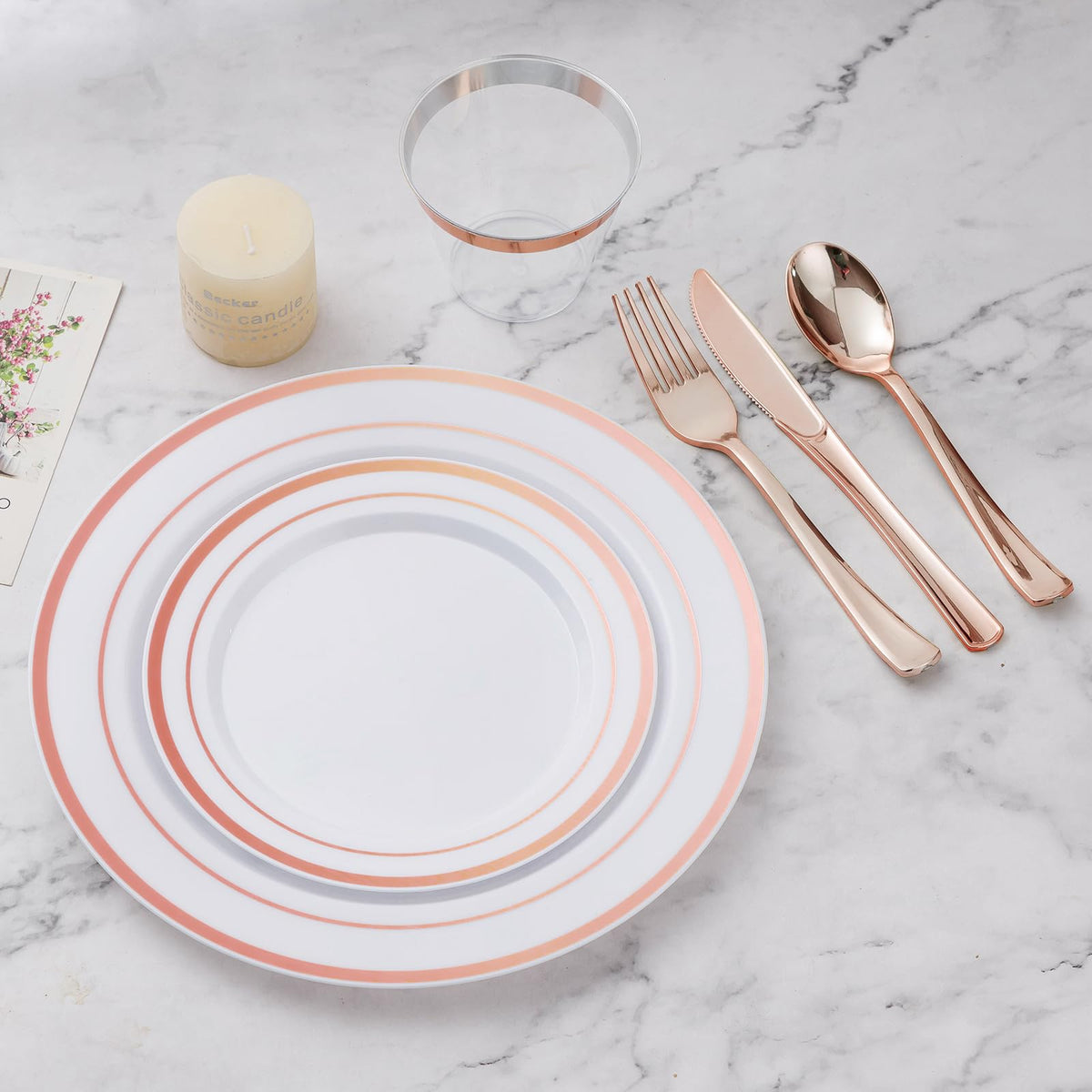 Disposable Dinnerware Set for Parties Weddings and Events