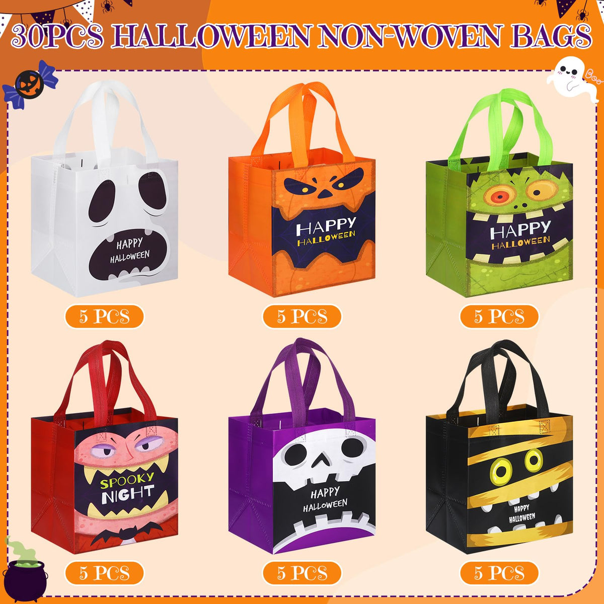 Halloween Treat Bags with Handles for Party Favors