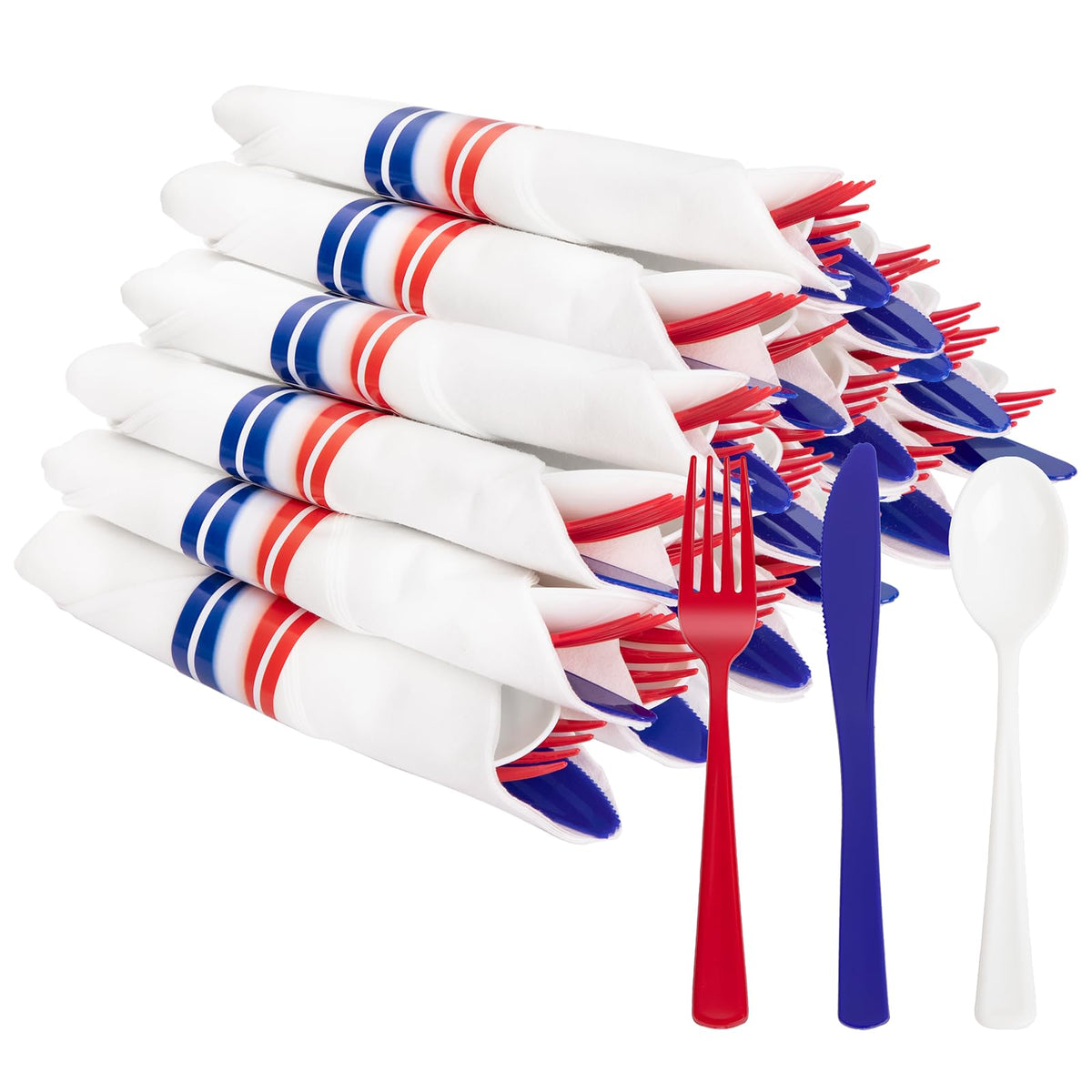 Pre Rolled Silverware and Napkin Set 400 Pieces for Parties