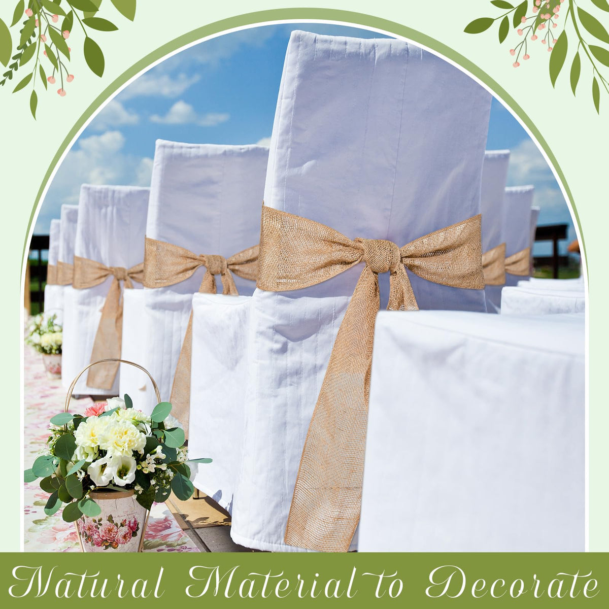 Natural Burlap Chair Sashes for Weddings and Party Decor