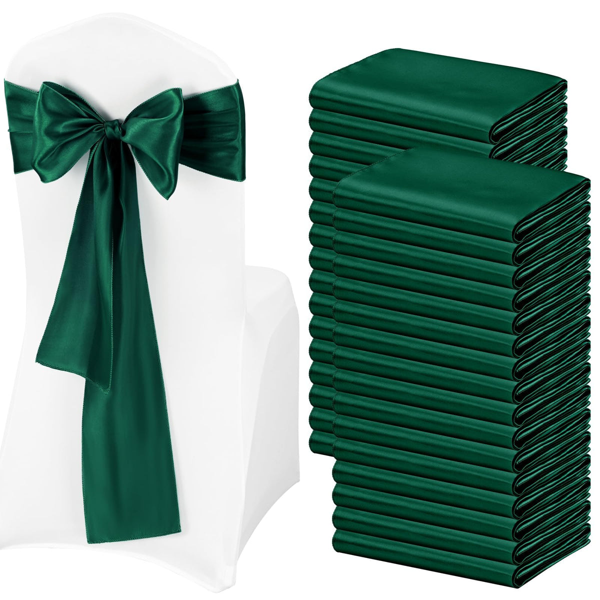 Satin Chair Sashes 100 Pack for Weddings and Party Decor