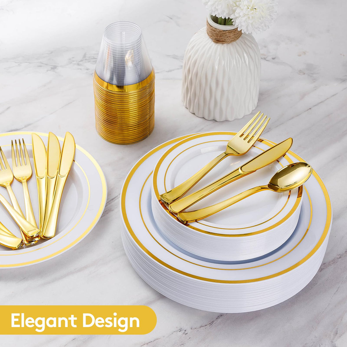 Disposable Plastic Dinnerware Set for Parties and Events