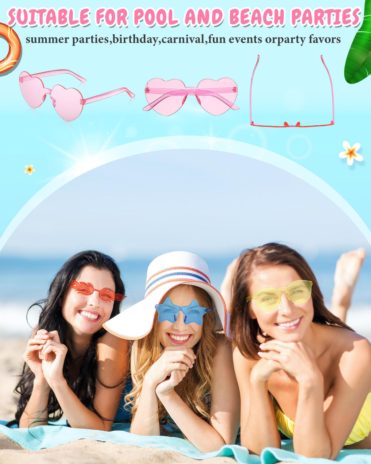 Mixed Style Rimless Party Sunglasses Bulk Pack