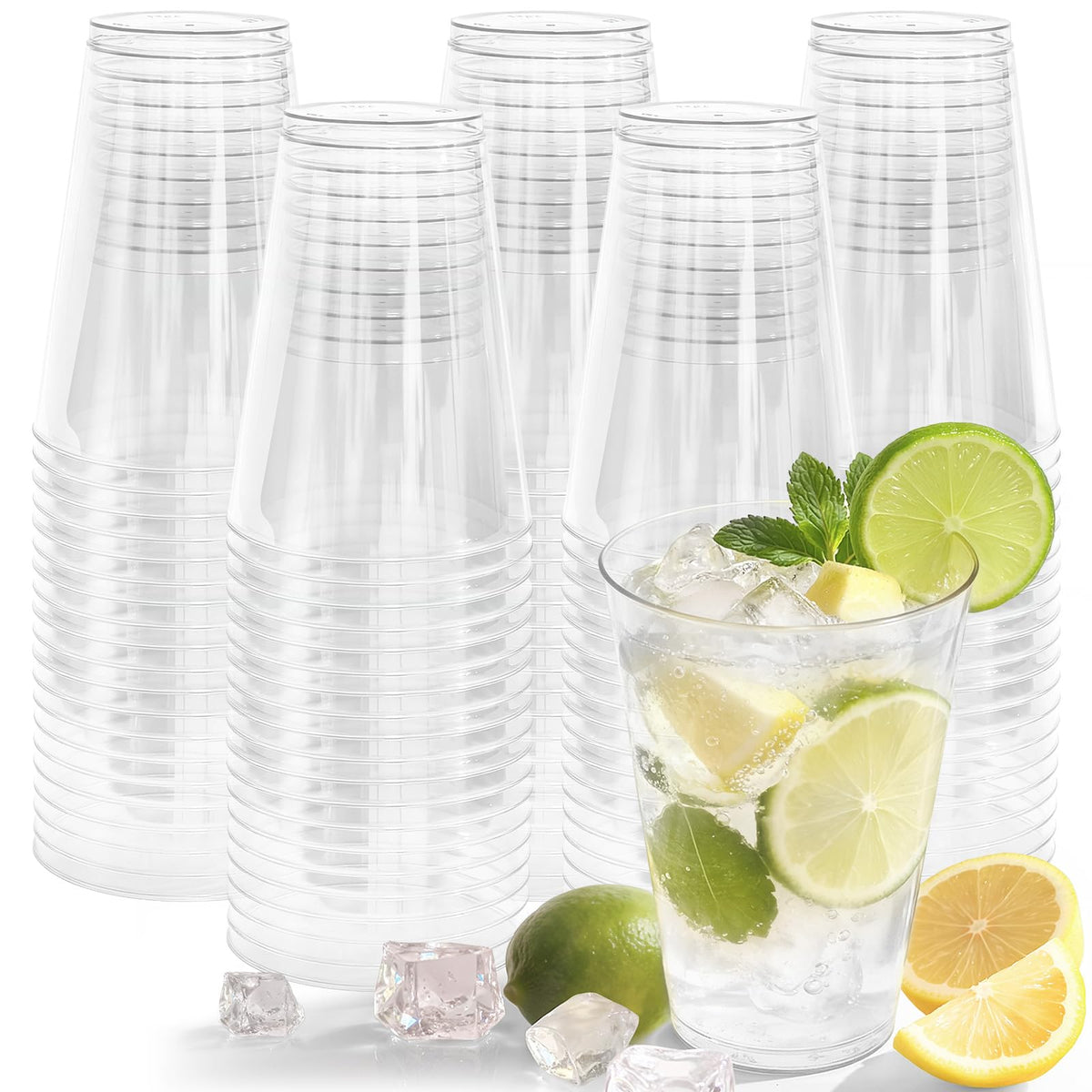 Clear Disposable Plastic Cups 12 oz for Parties and Events