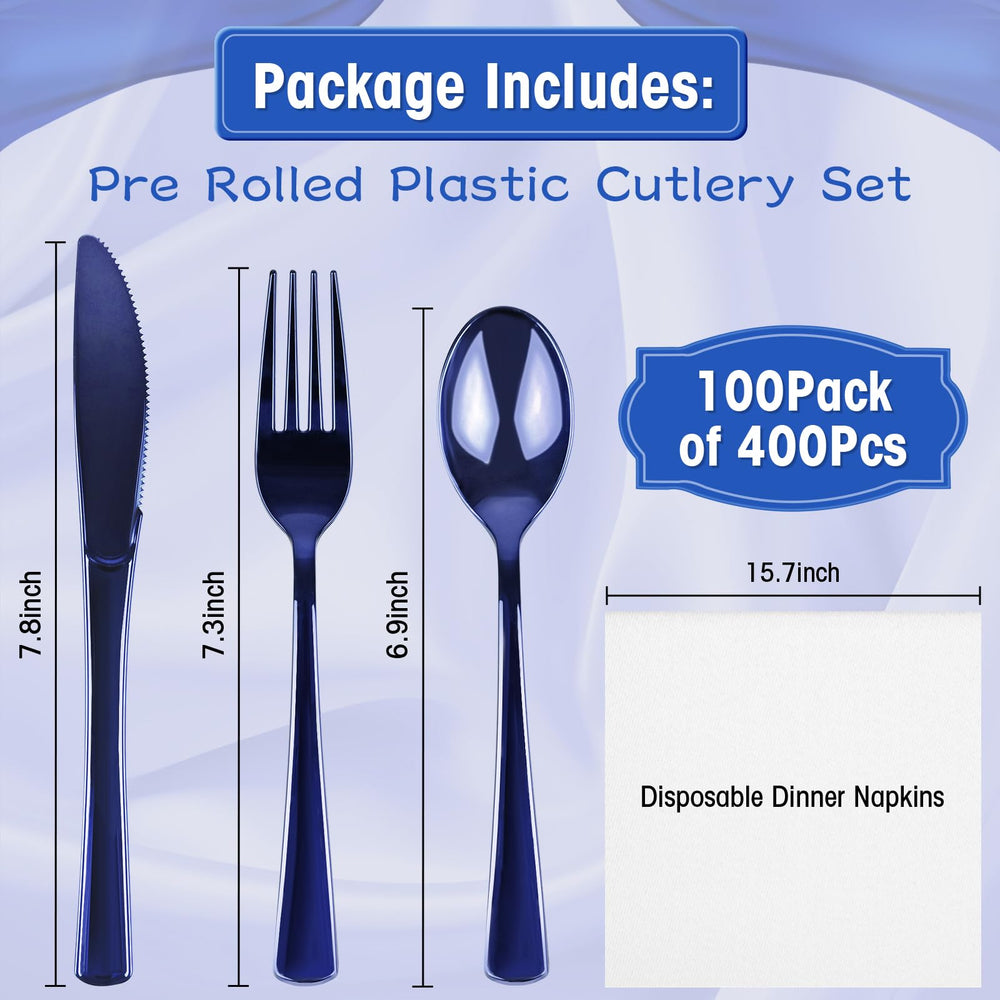Pre Rolled Plastic Silverware Set for Parties and Events