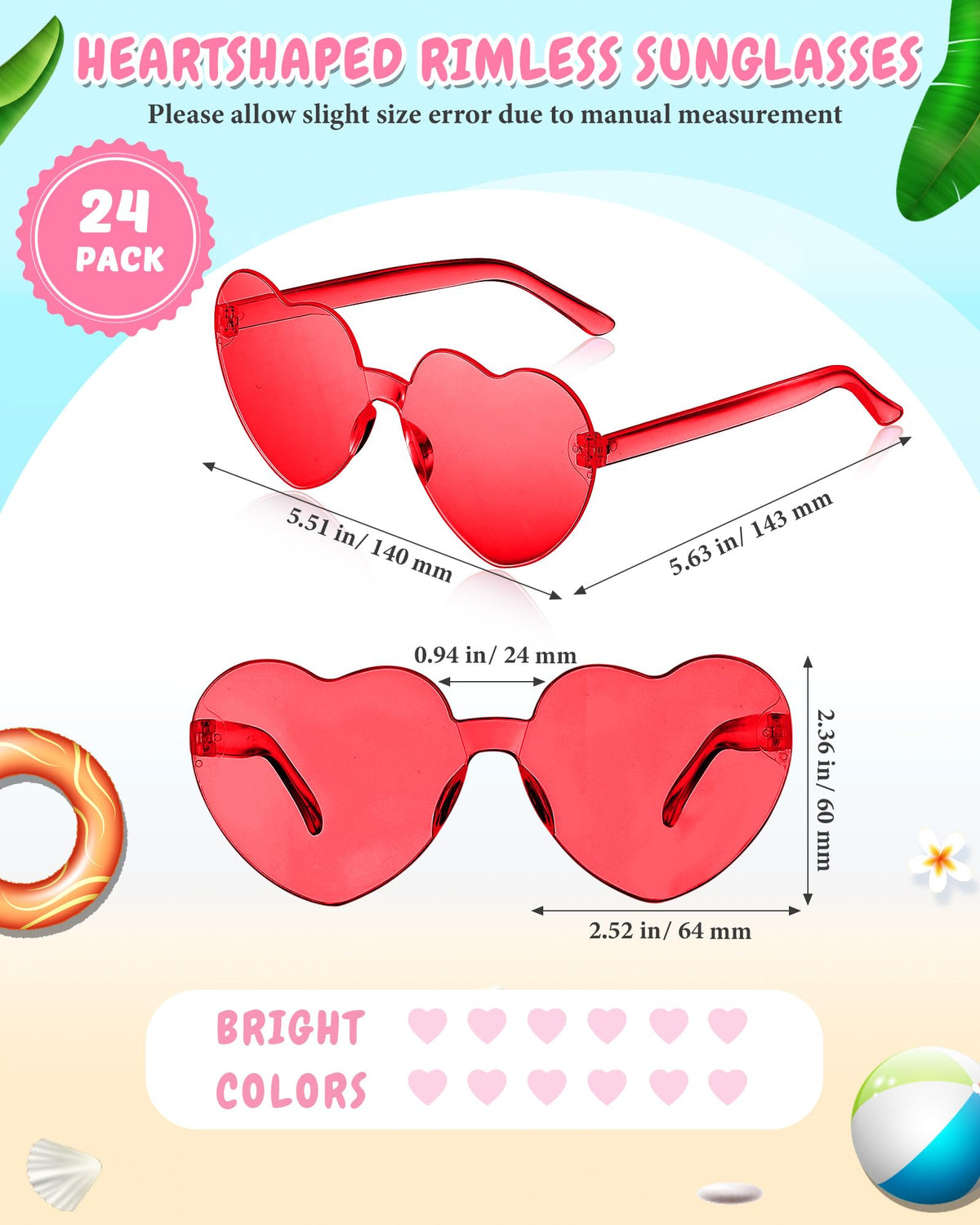 Mixed Style Rimless Party Sunglasses Bulk Pack