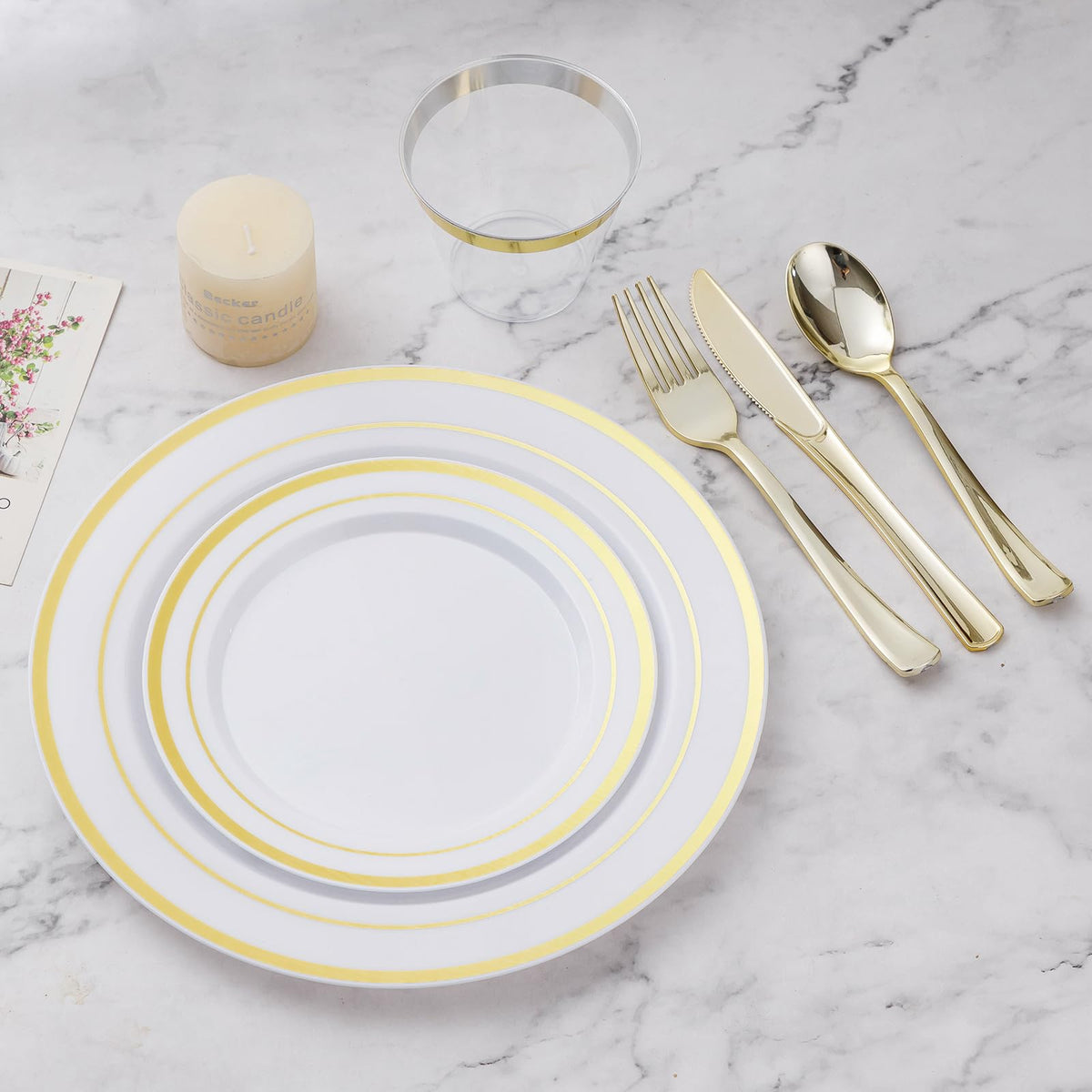 Disposable Dinnerware Set for Parties Weddings and Events