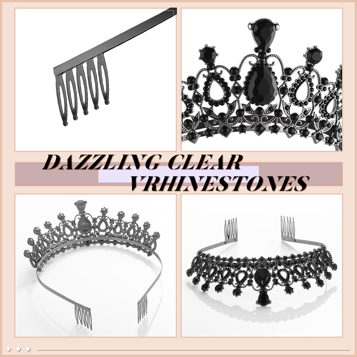 Crystal Princess Tiara Crowns with Combs 12 Piece Set