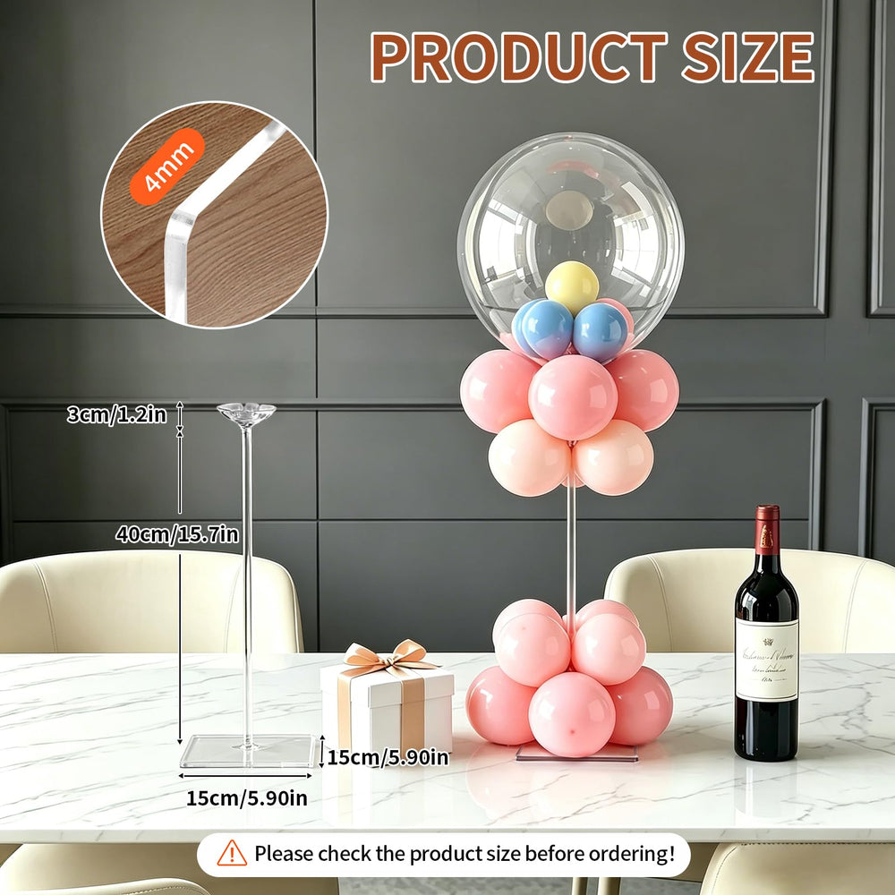 Clear Acrylic Balloon Stand Kit 12 Pack Reusable Tabletop Holder