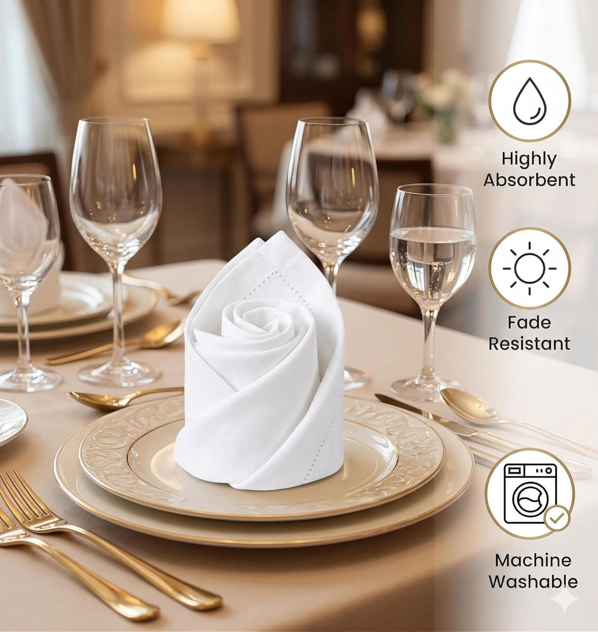Cloth Dinner Napkins Set of 4 or 12 for Table Settings