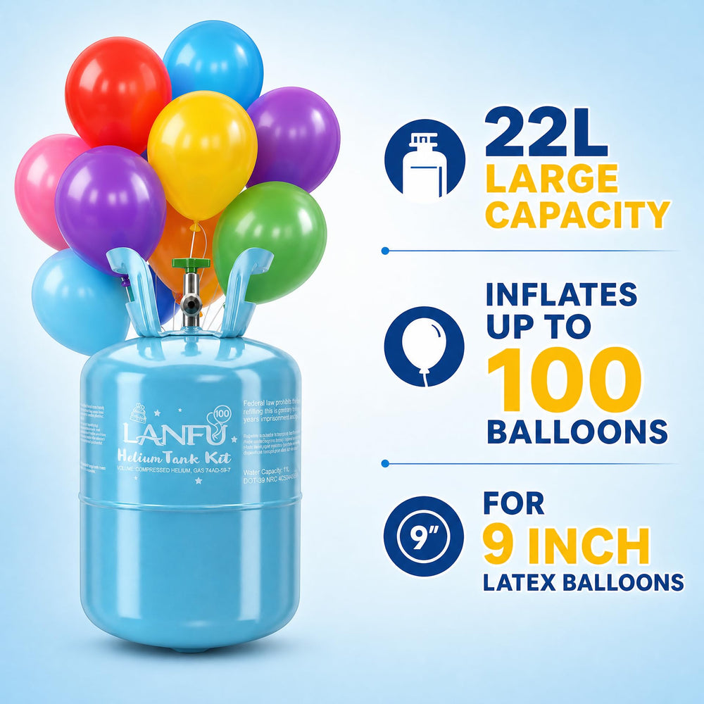 Helium Tank for Balloons 22L Inflates Up to 100 Party Balloons