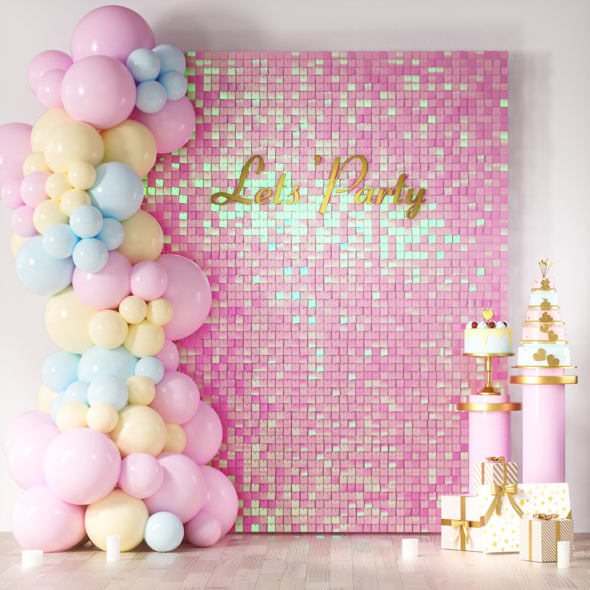 Square Sequin Shimmer Wall Backdrop for Party Photo Decor