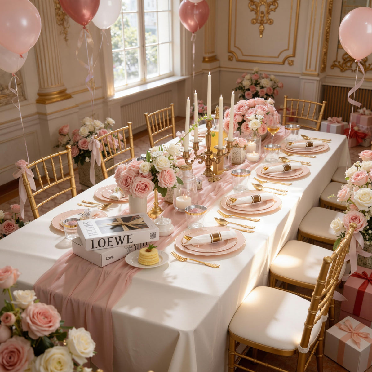 Pink Disposable Dinnerware Set for 50 Wedding Party Guests