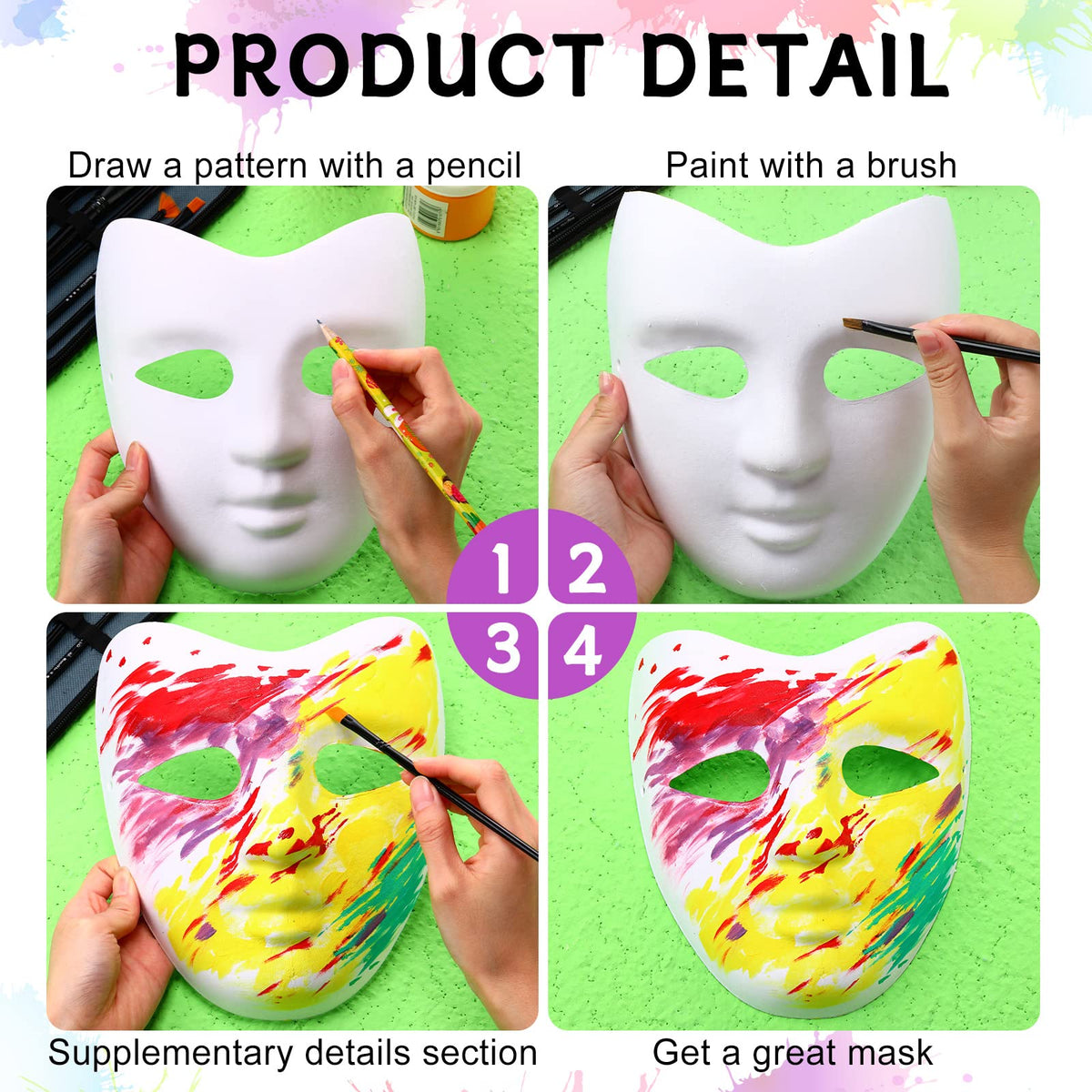 White Blank Paper Mache Masks for Crafts and Parties