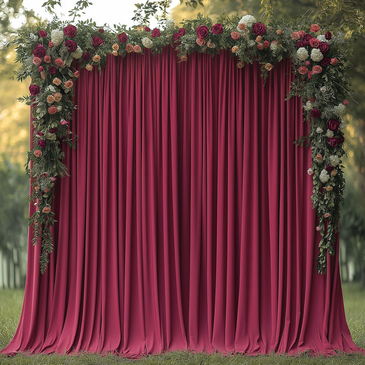 White Fabric Backdrop Curtain for Wedding and Party Decor