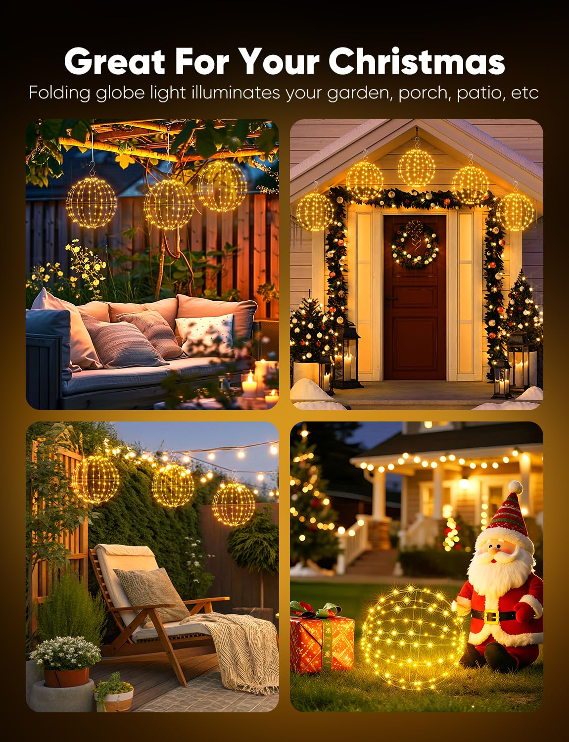 Outdoor Christmas Ball String Lights for Holiday Decorations